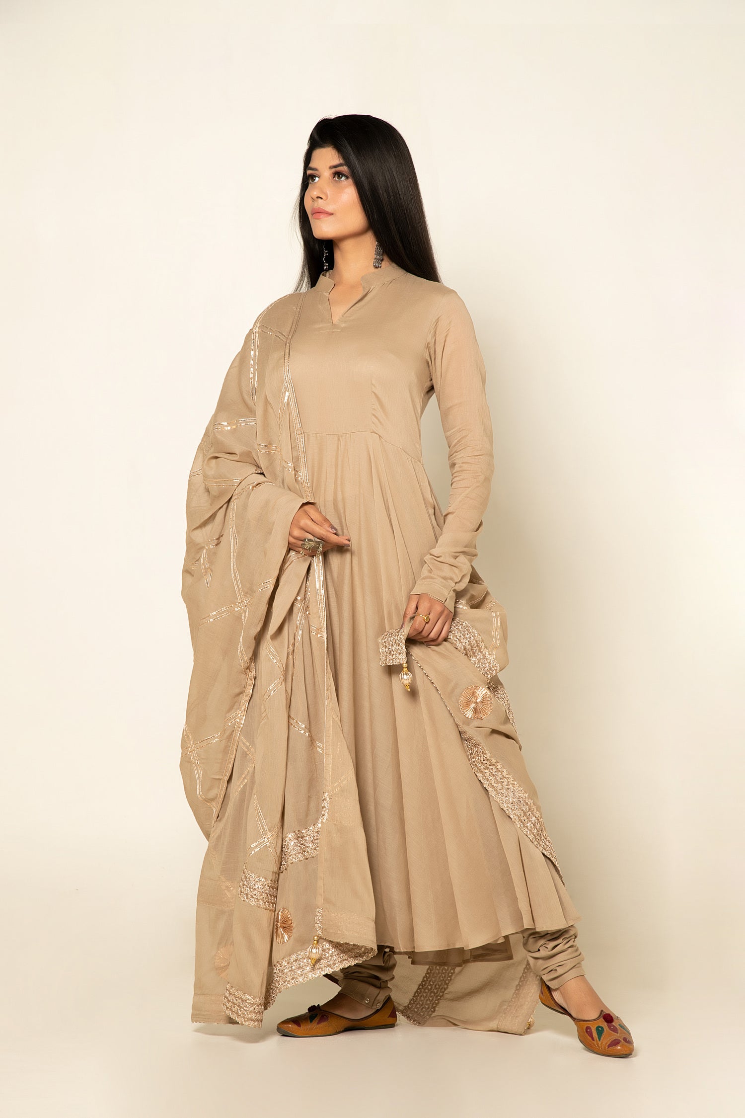 DHARA PAAVNI ANARKALI SUIT - BEIGE