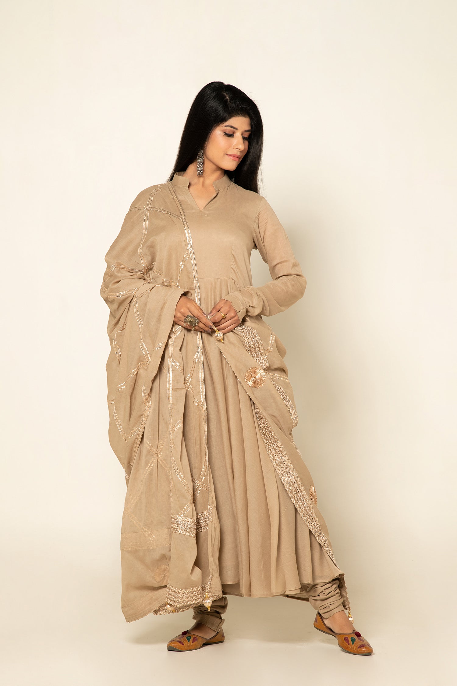 DHARA PAAVNI ANARKALI SUIT - BEIGE