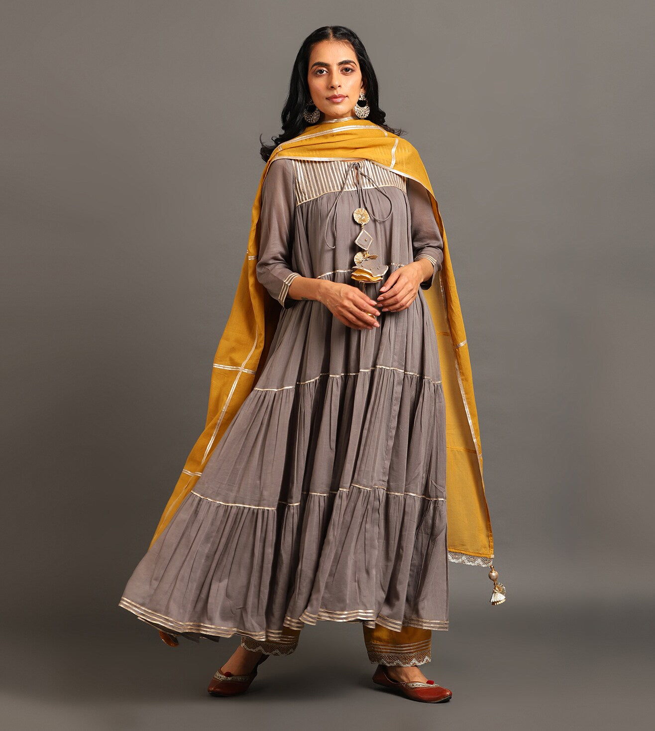 Grey Shama Kurta Pants Set