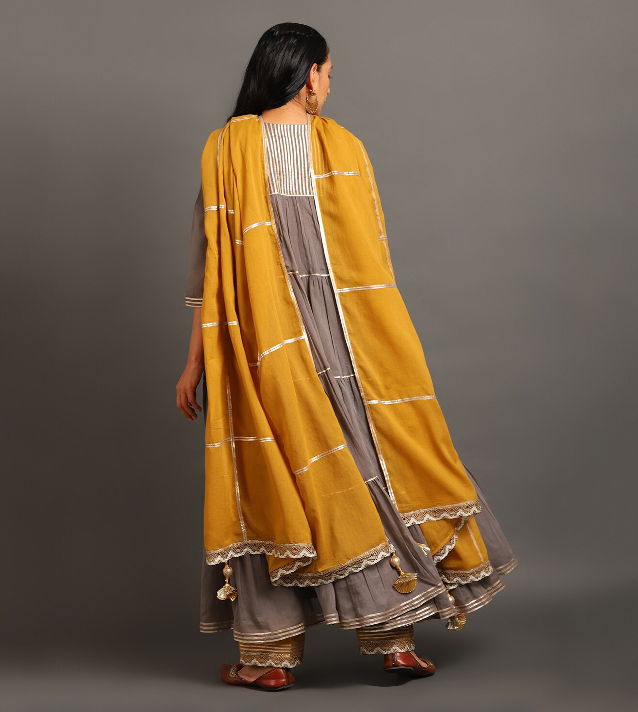 Grey Shama Kurta Pants Set