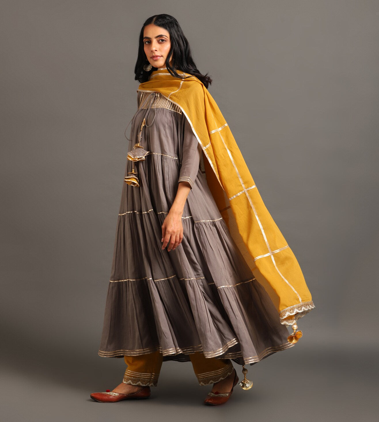 Grey Shama Kurta Pants Set