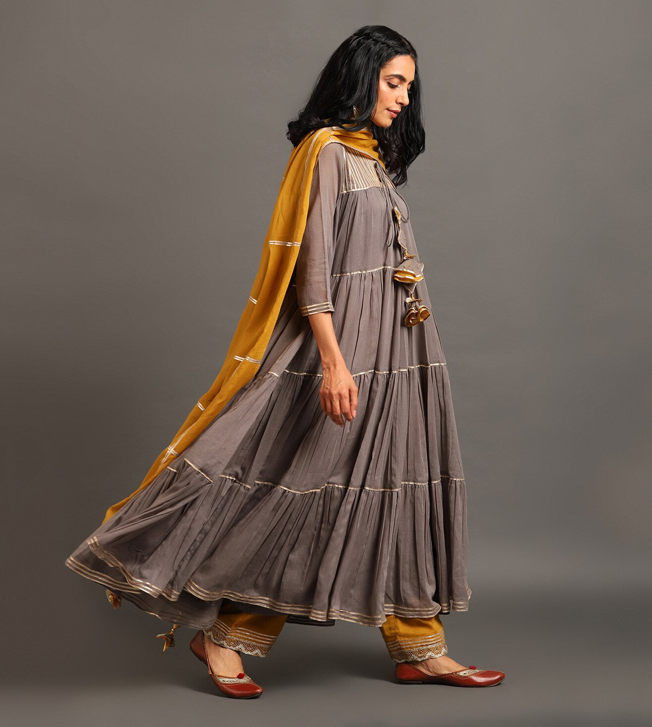 Grey Shama Kurta Pants Set