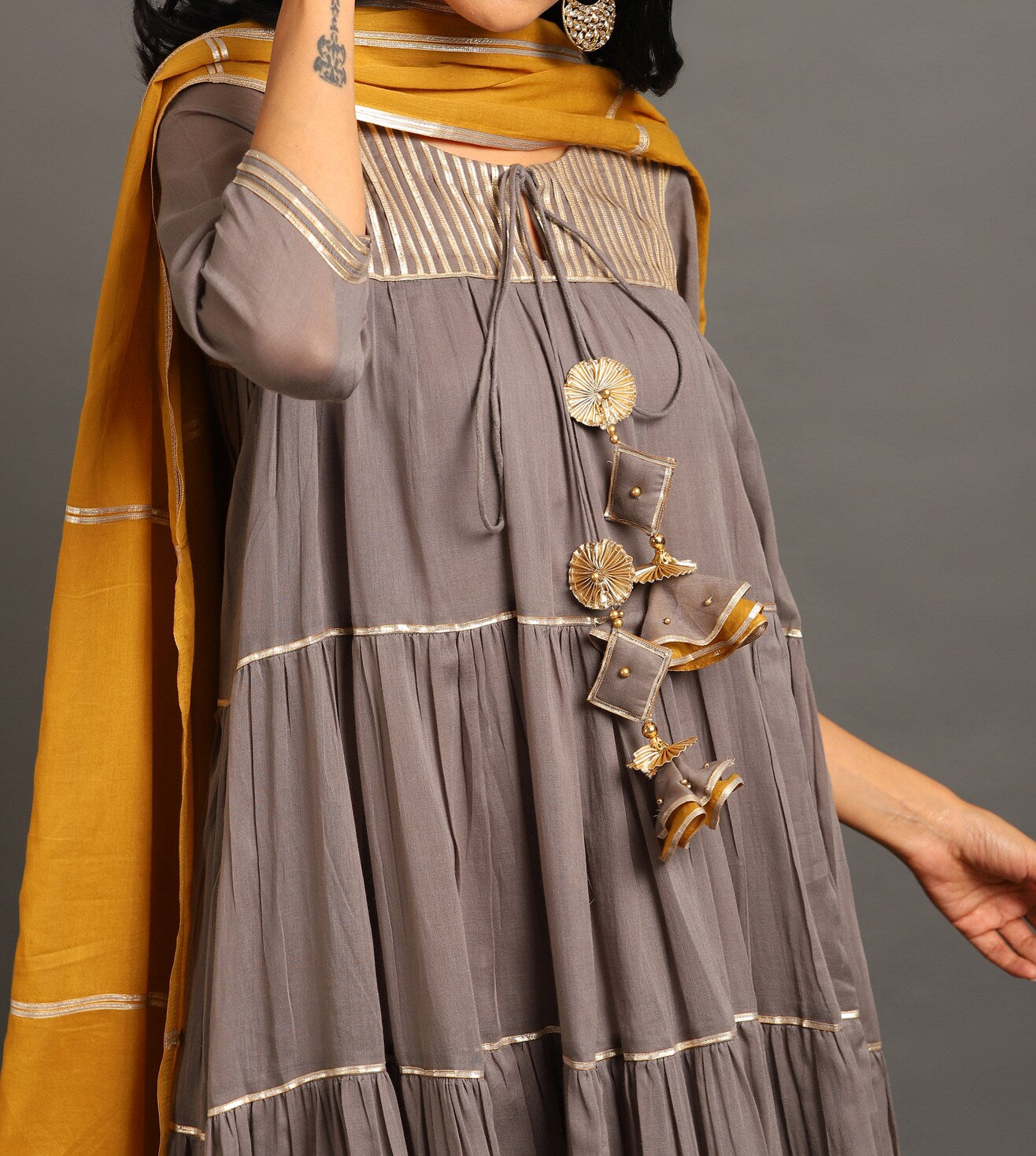 Grey Shama Kurta Pants Set