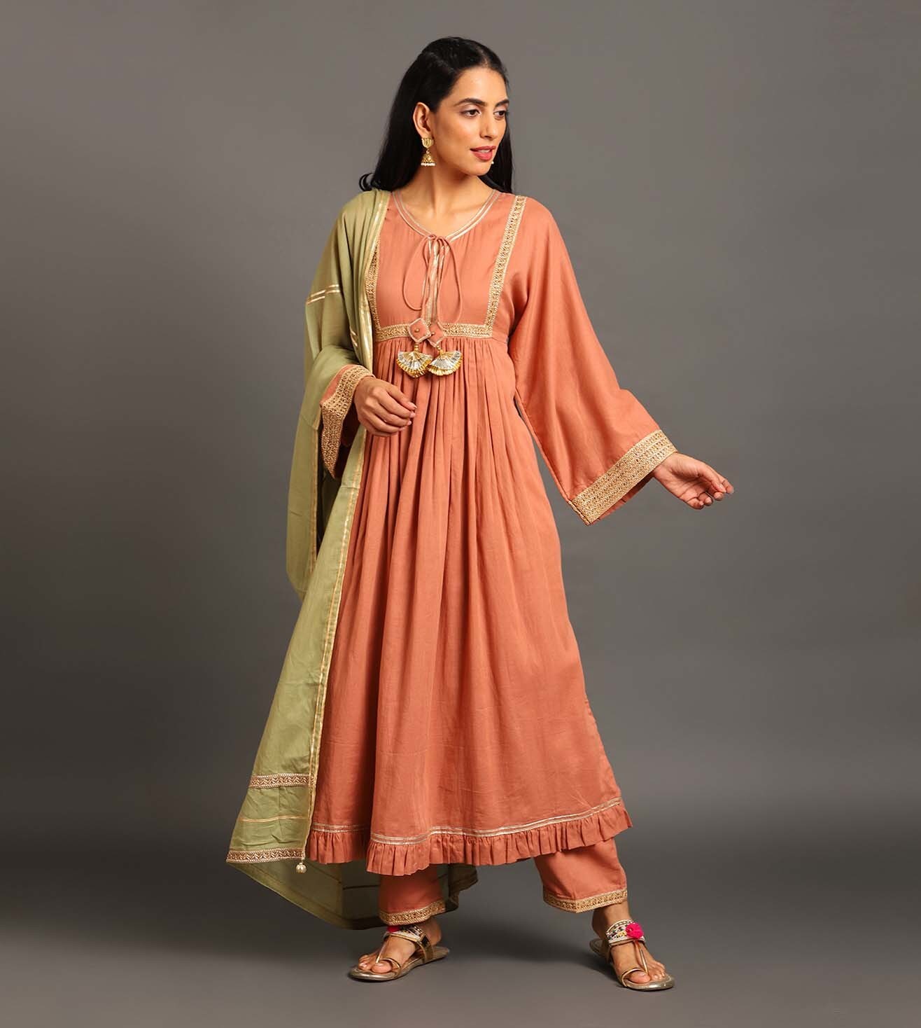 Rust Haseena Kurta Set