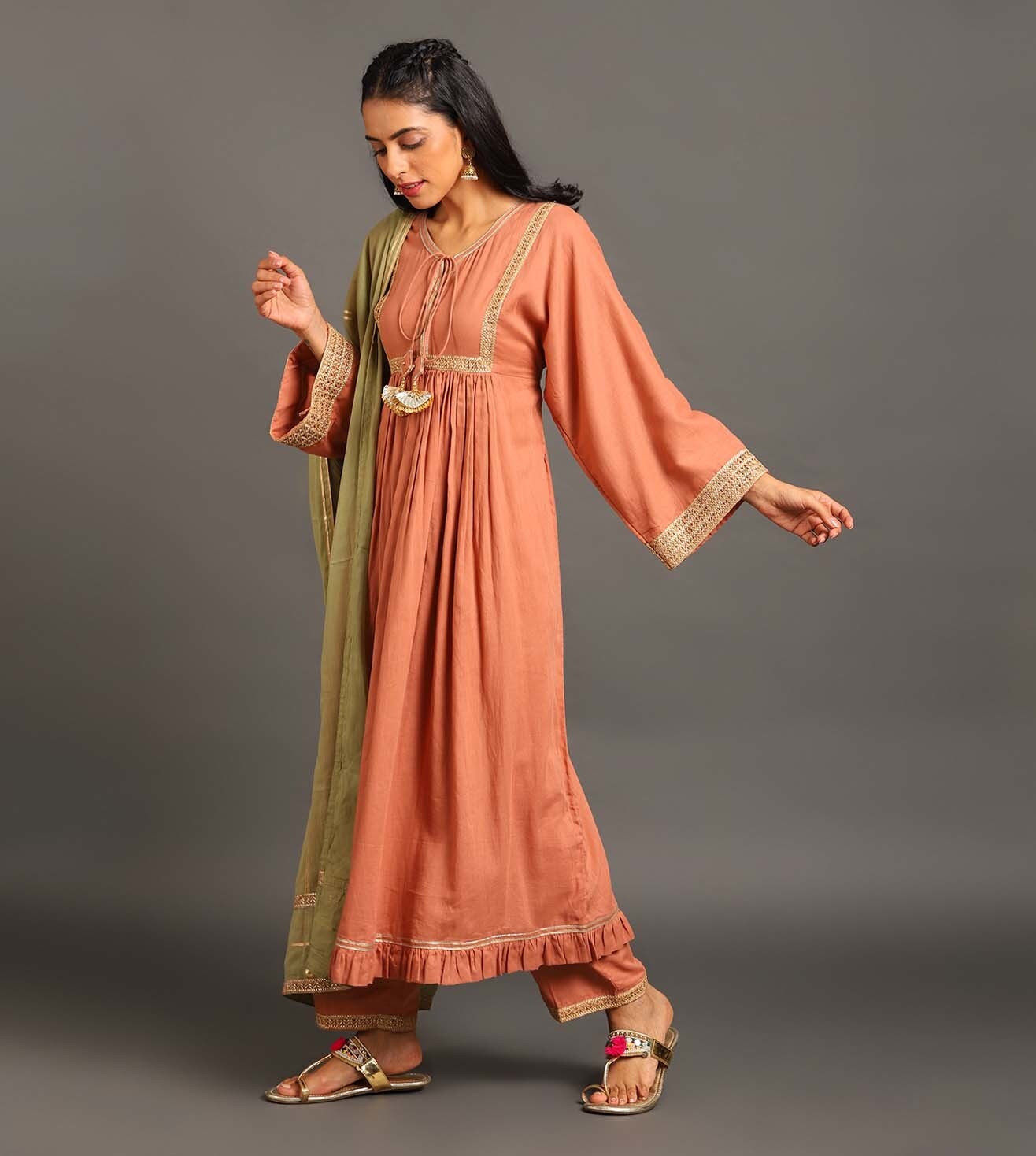 Rust Haseena Kurta Set