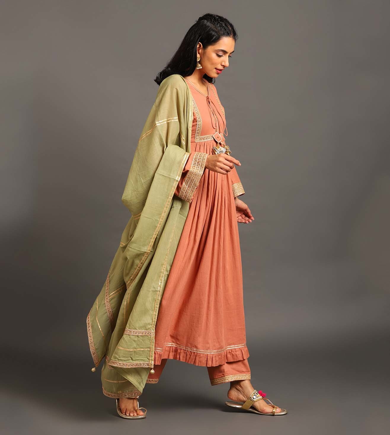 Rust Haseena Kurta Set