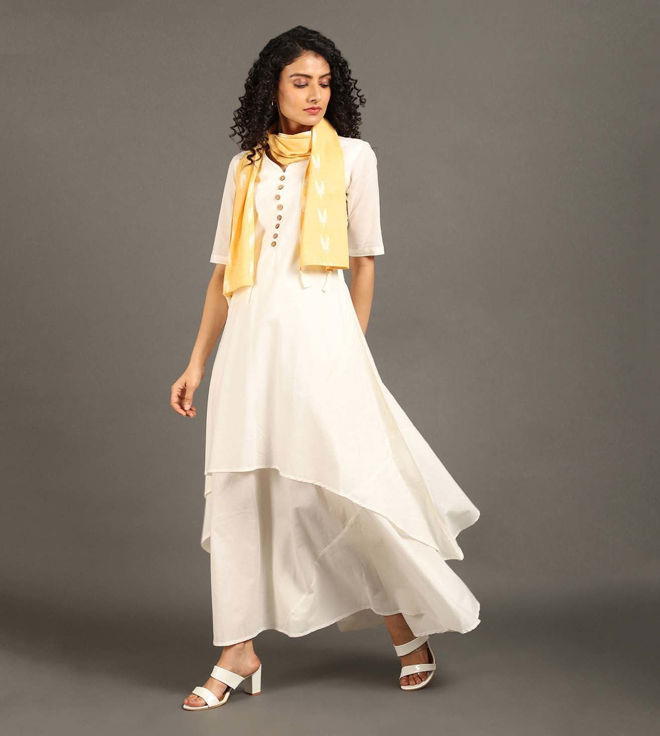 White Happy Days Long Double Layered Dress