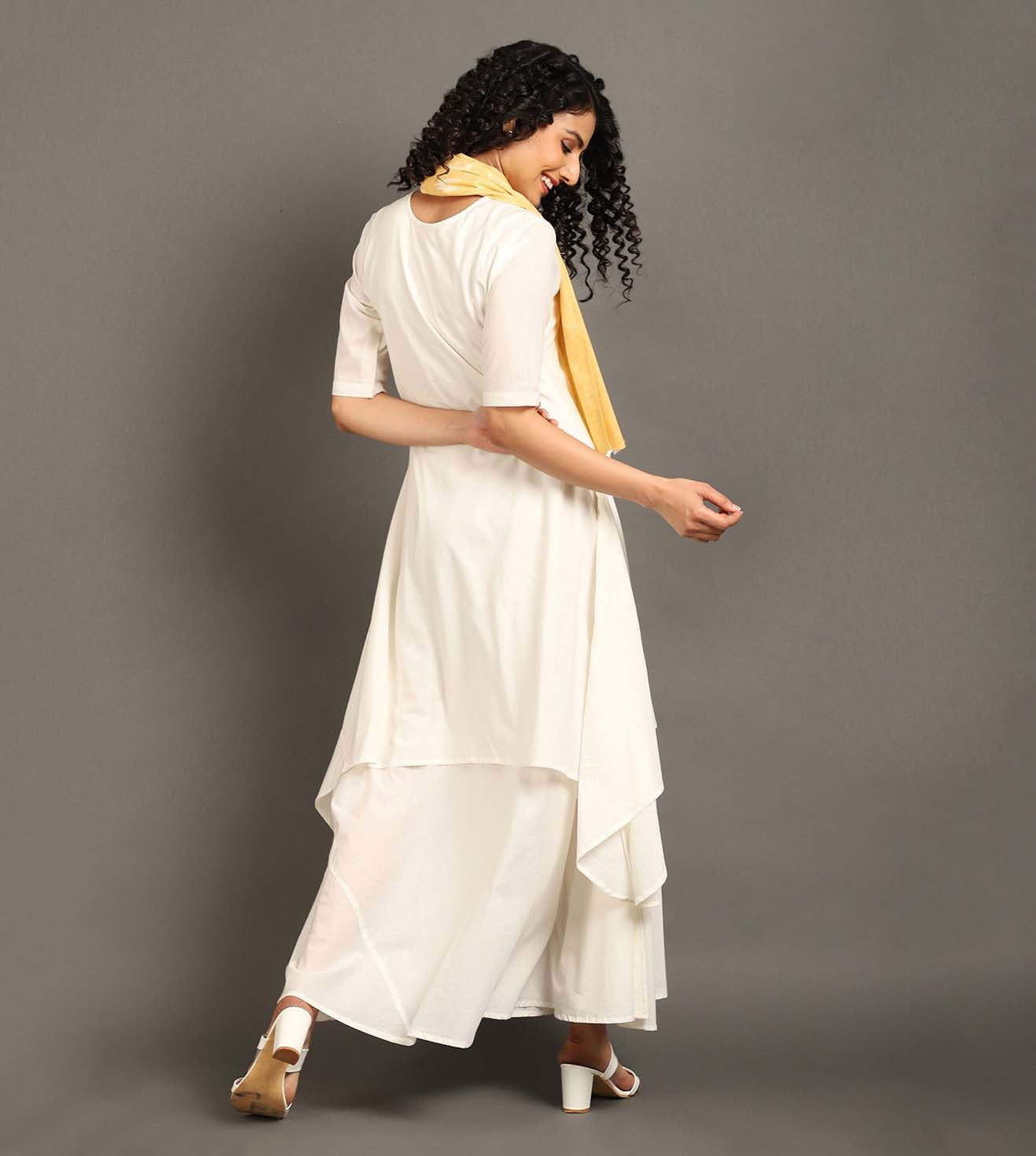 White Happy Days Long Double Layered Dress