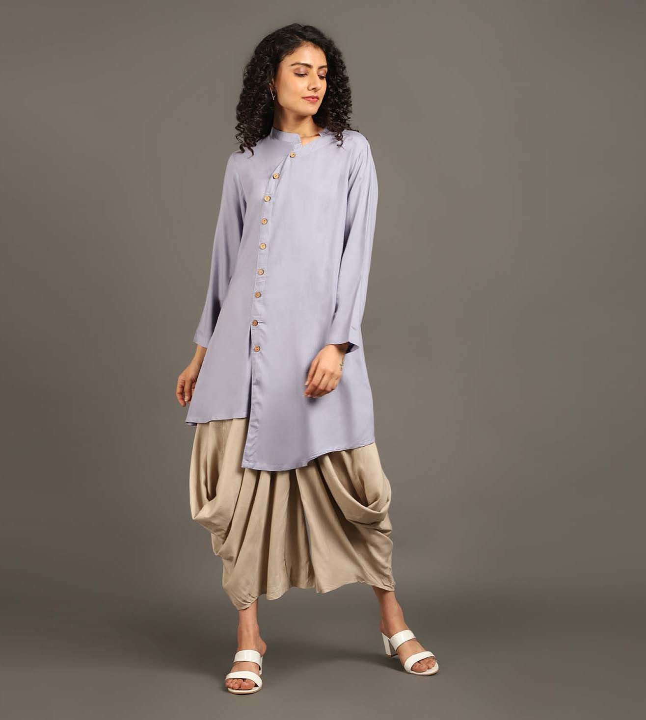 Powder Blue Beige Sufi Saga Co ord Set