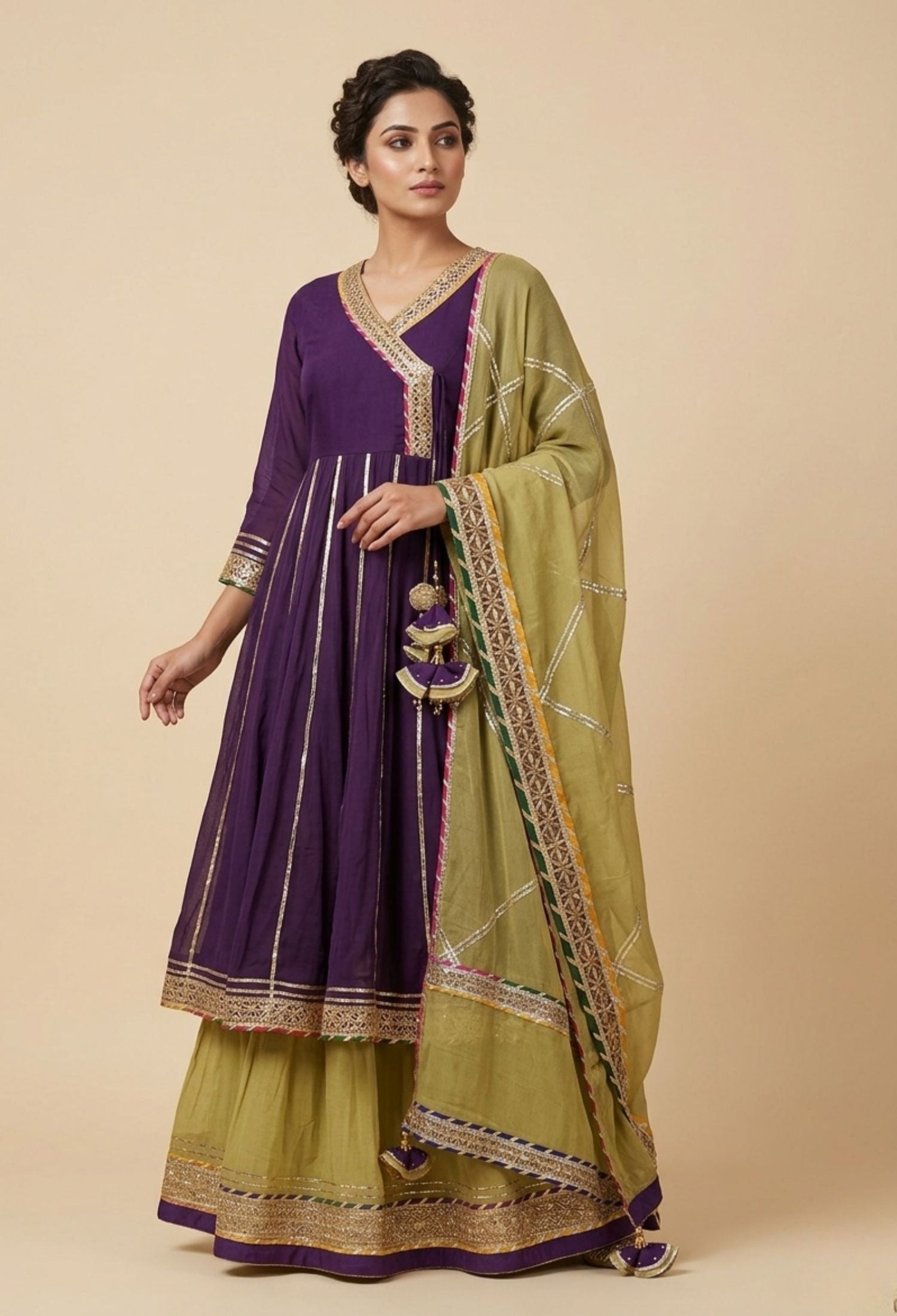 Purple Atrangi Noor Sharara Set