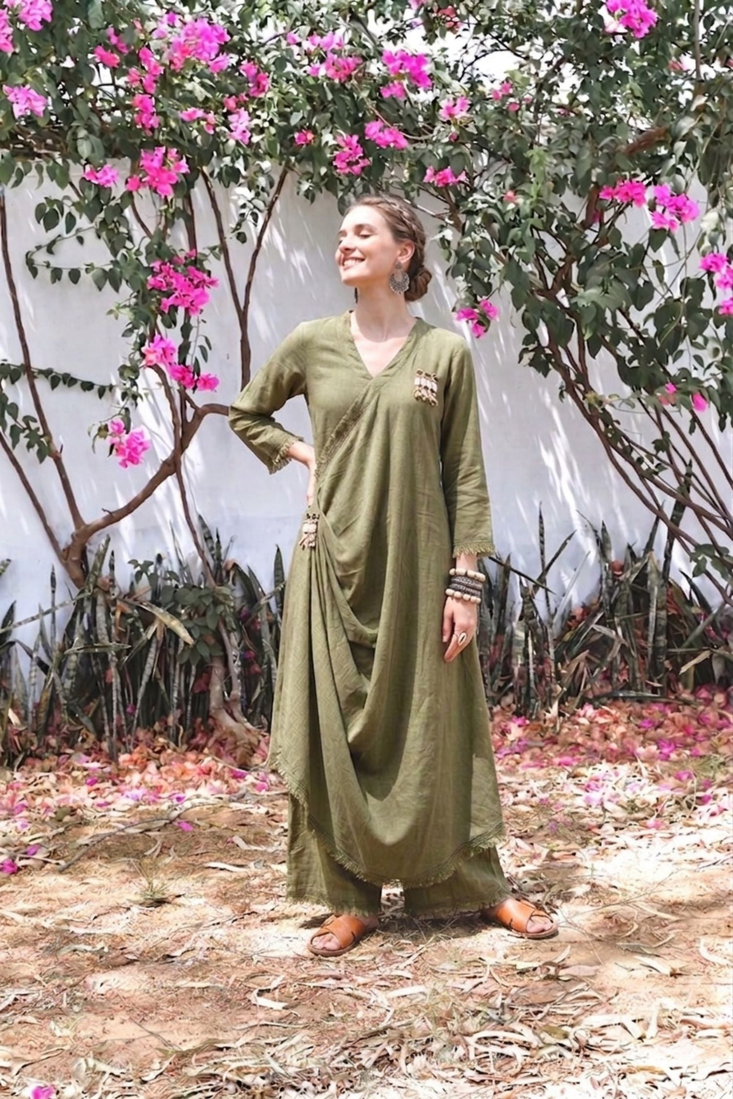 Green Sufi Drape Co-ord Set