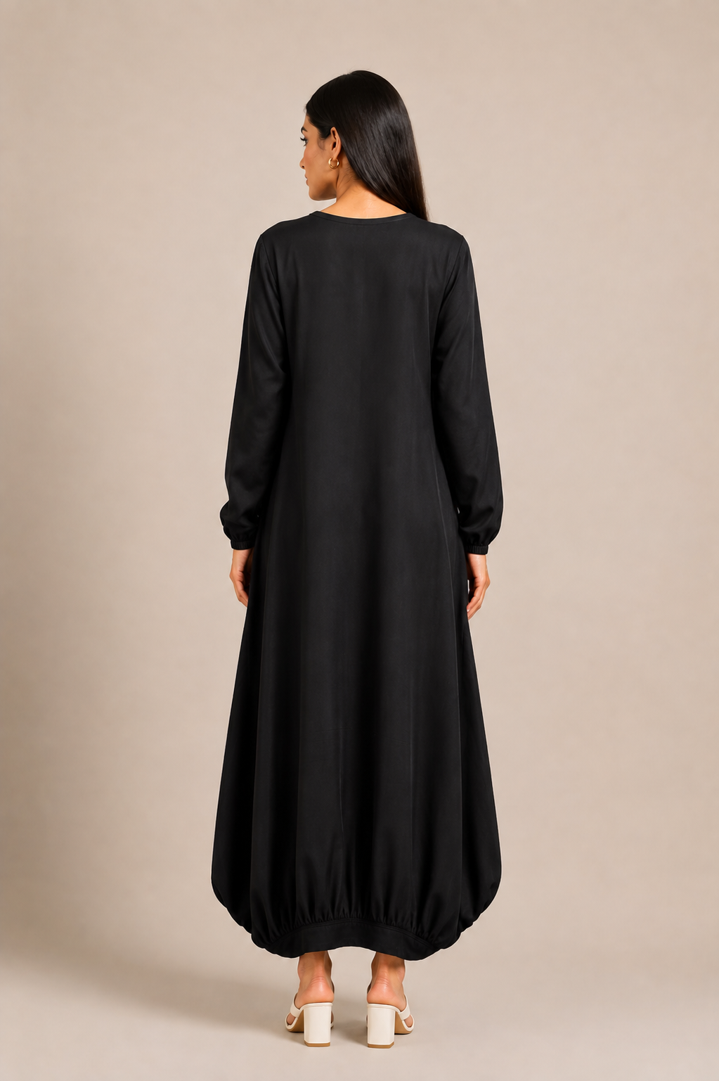 Black Boho Balloon Dress