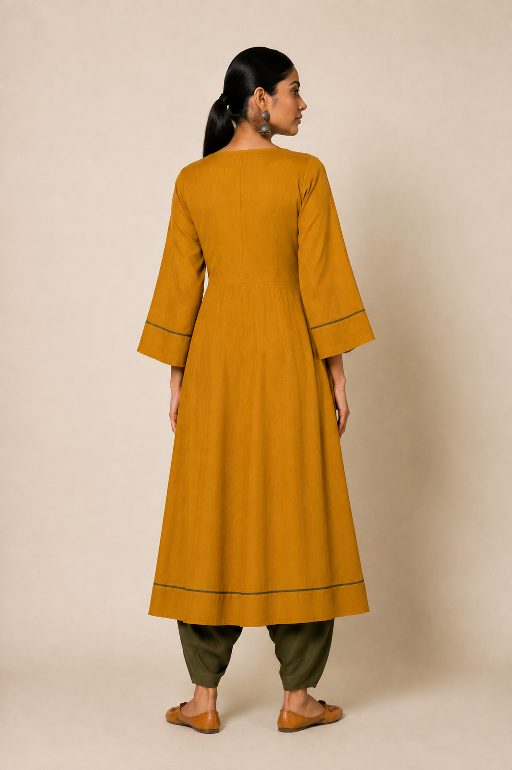 Olive Sufi Saanjh Jumpsuit with Overlay