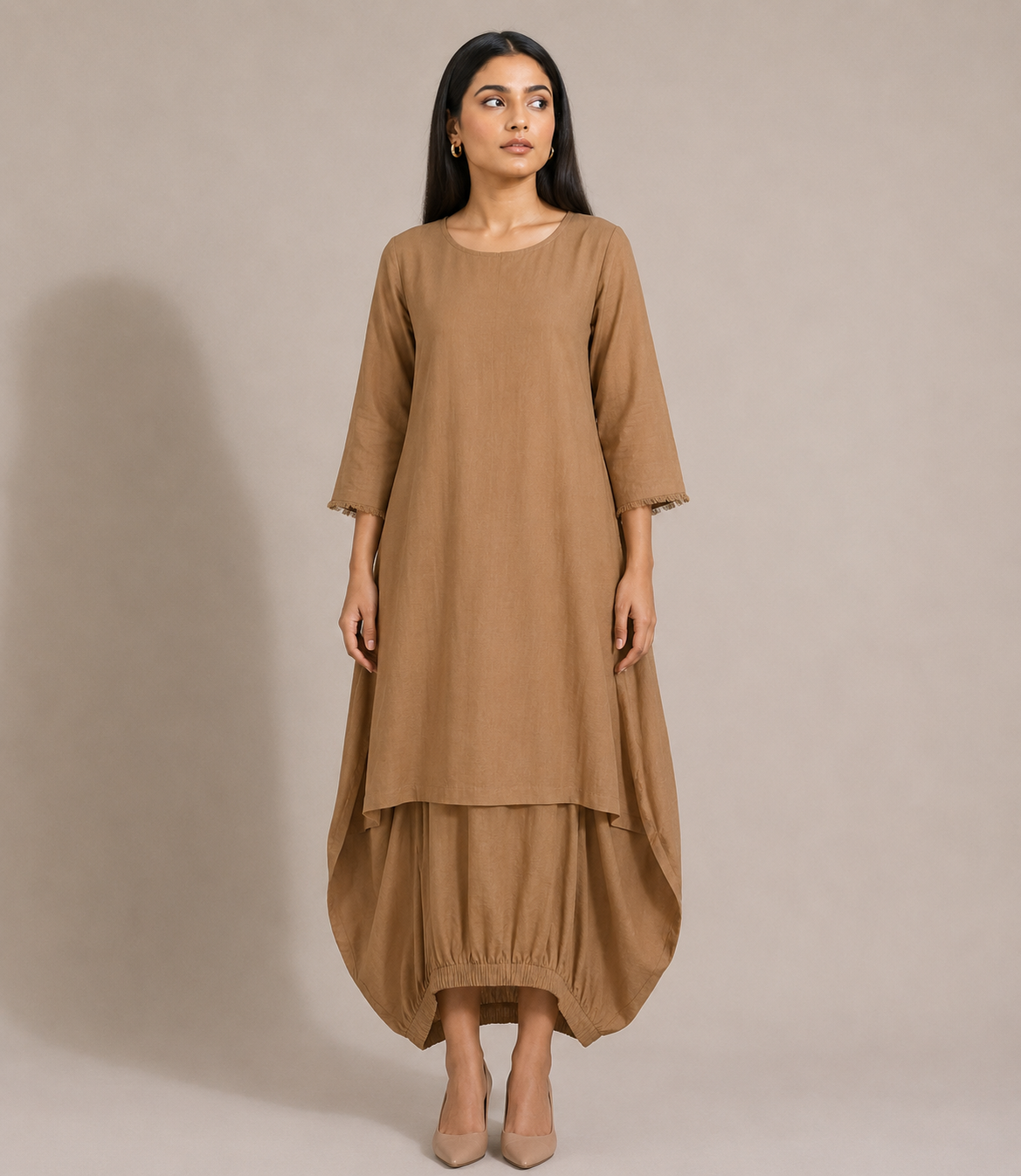 Sand Boho Balloon Dress