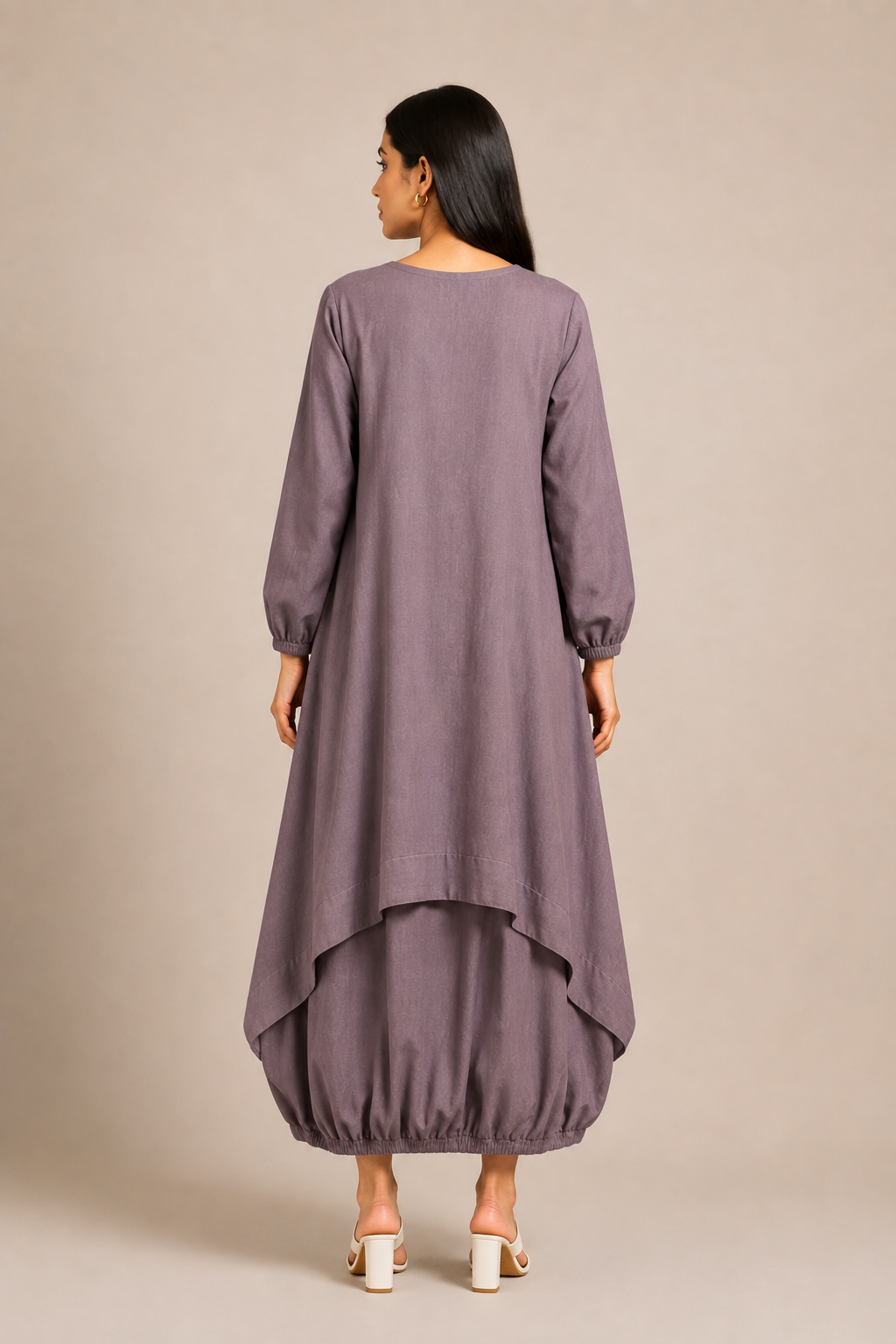 Grey Boho Balloon Dress