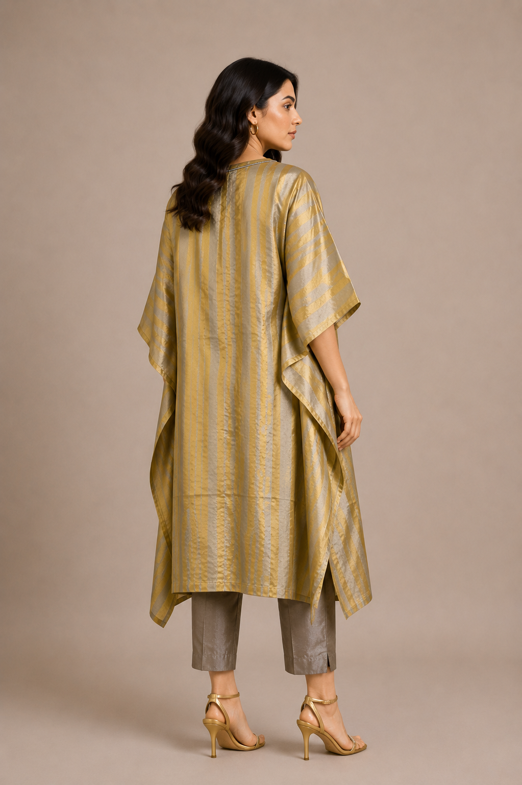 Gold Verticals Tissue Kurta Set