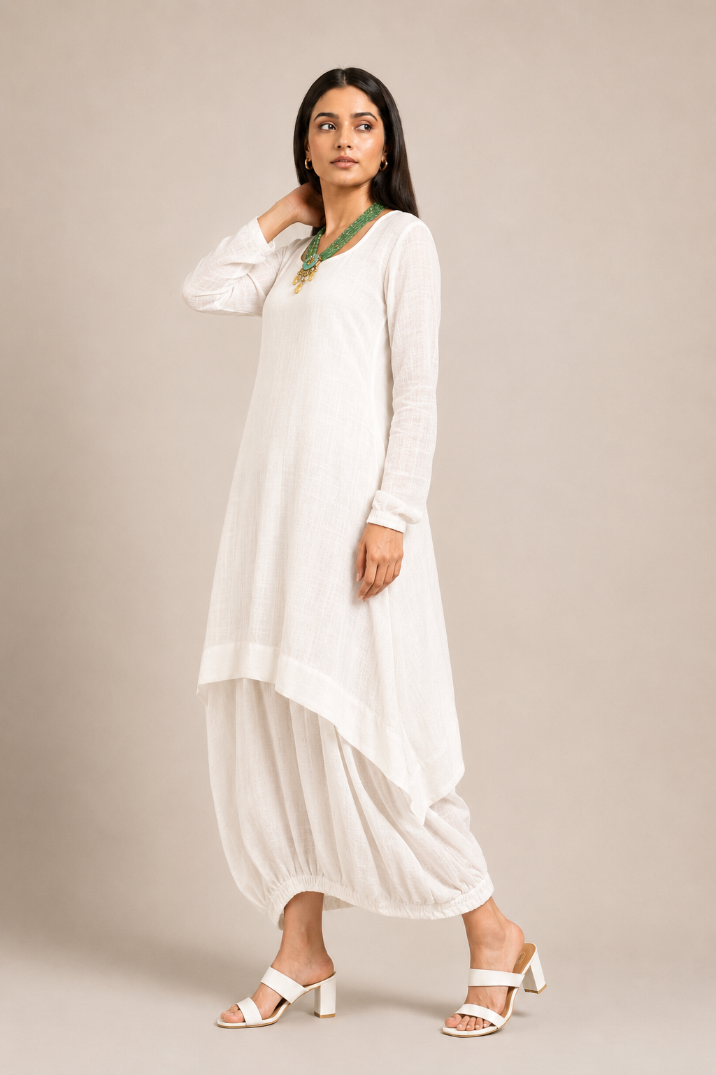 White Boho Balloon Dress